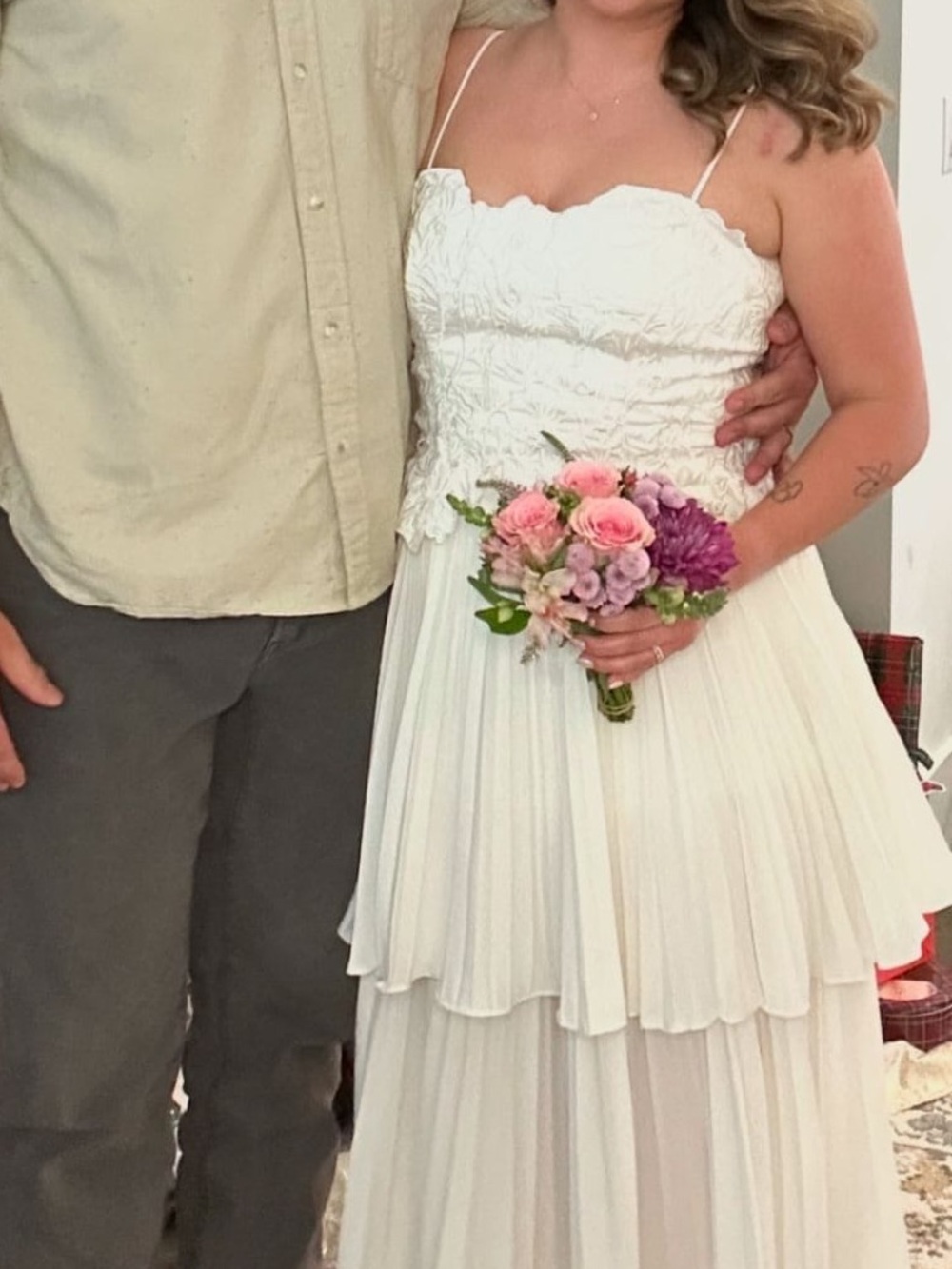 Anthropologie Wedding Dress Tiered Lace Bodice Cream Maxi Dress